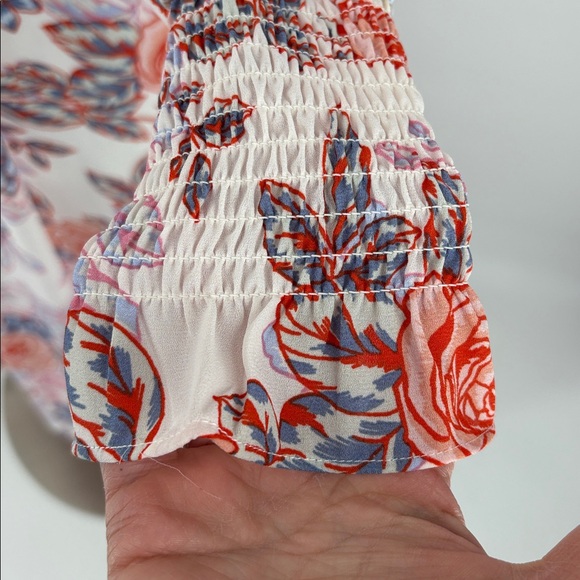 Nanette Lepore Womens Long Sleeve Floral Dress Smocked Neck Size 4 - Picture 8 of 13